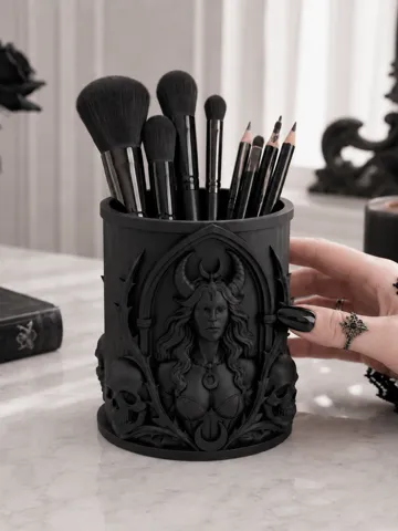 Organizador: Goth Lilith Skull Moon Brush & Pen Organizer — vista de referencia 2