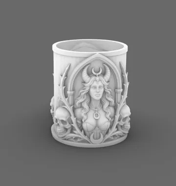 Organizador: Goth Lilith Skull Moon Brush & Pen Organizer — vista de referencia 5