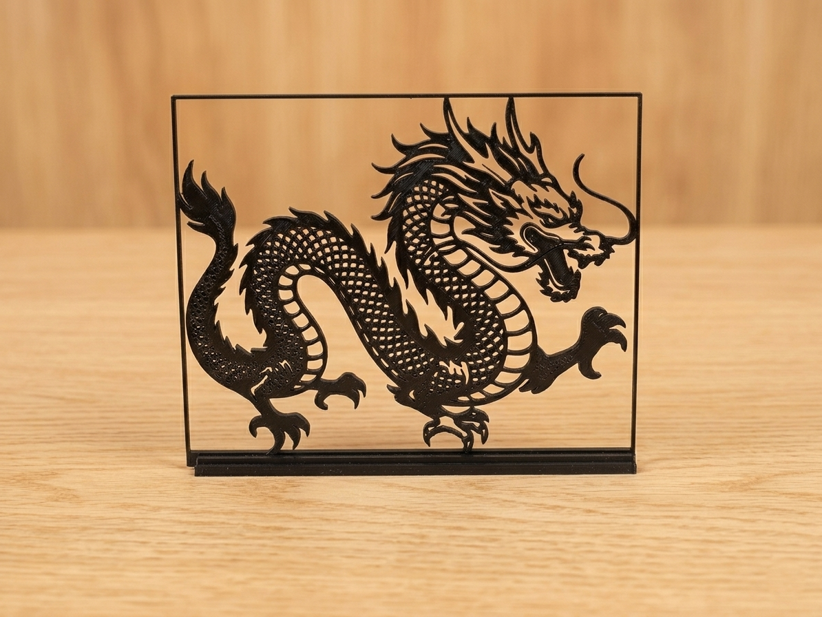 Dragón Imperial - Panel Decorativo con Soporte