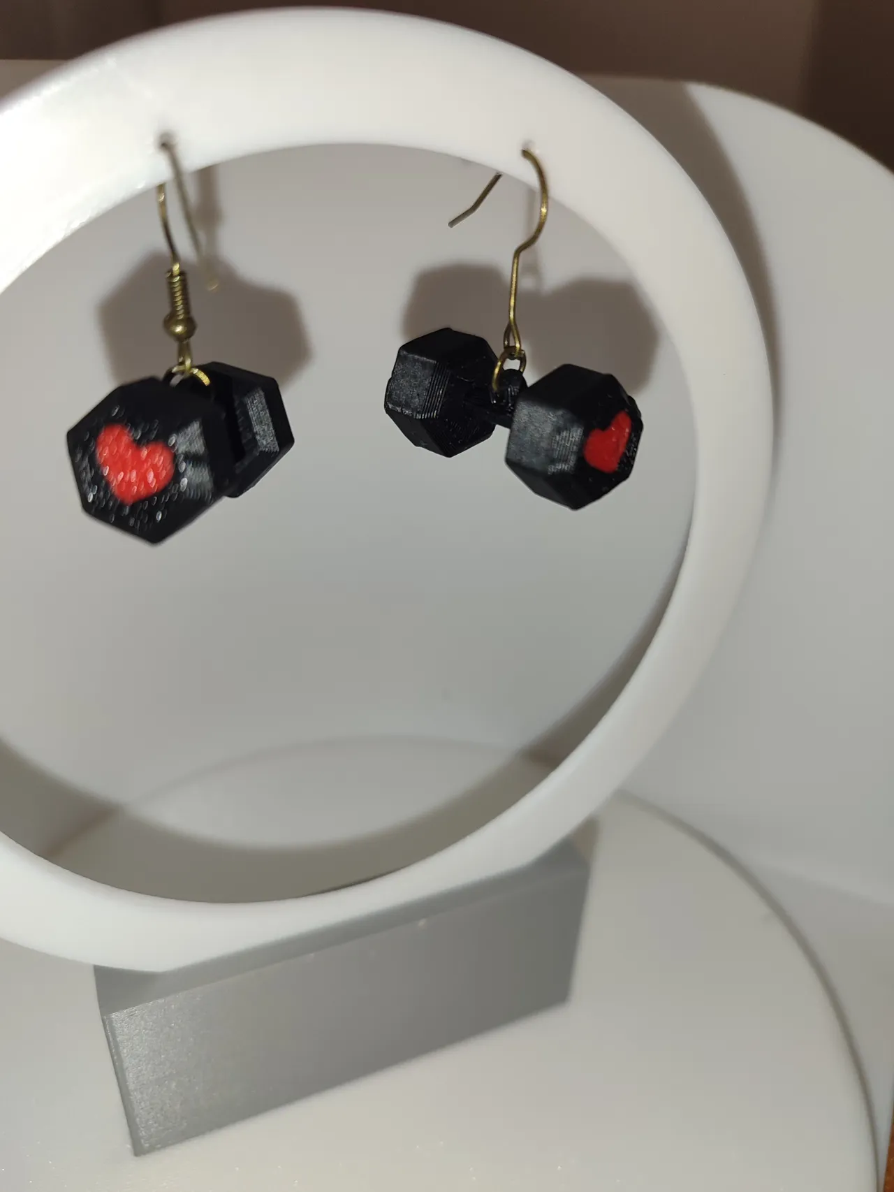 Pendientes mancuerna corazón view 3