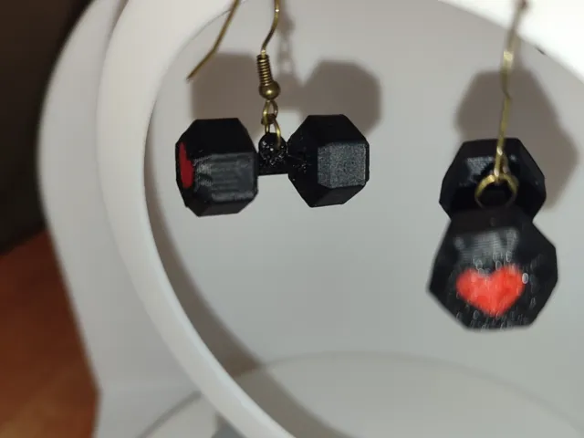 Pendientes mancuerna corazón