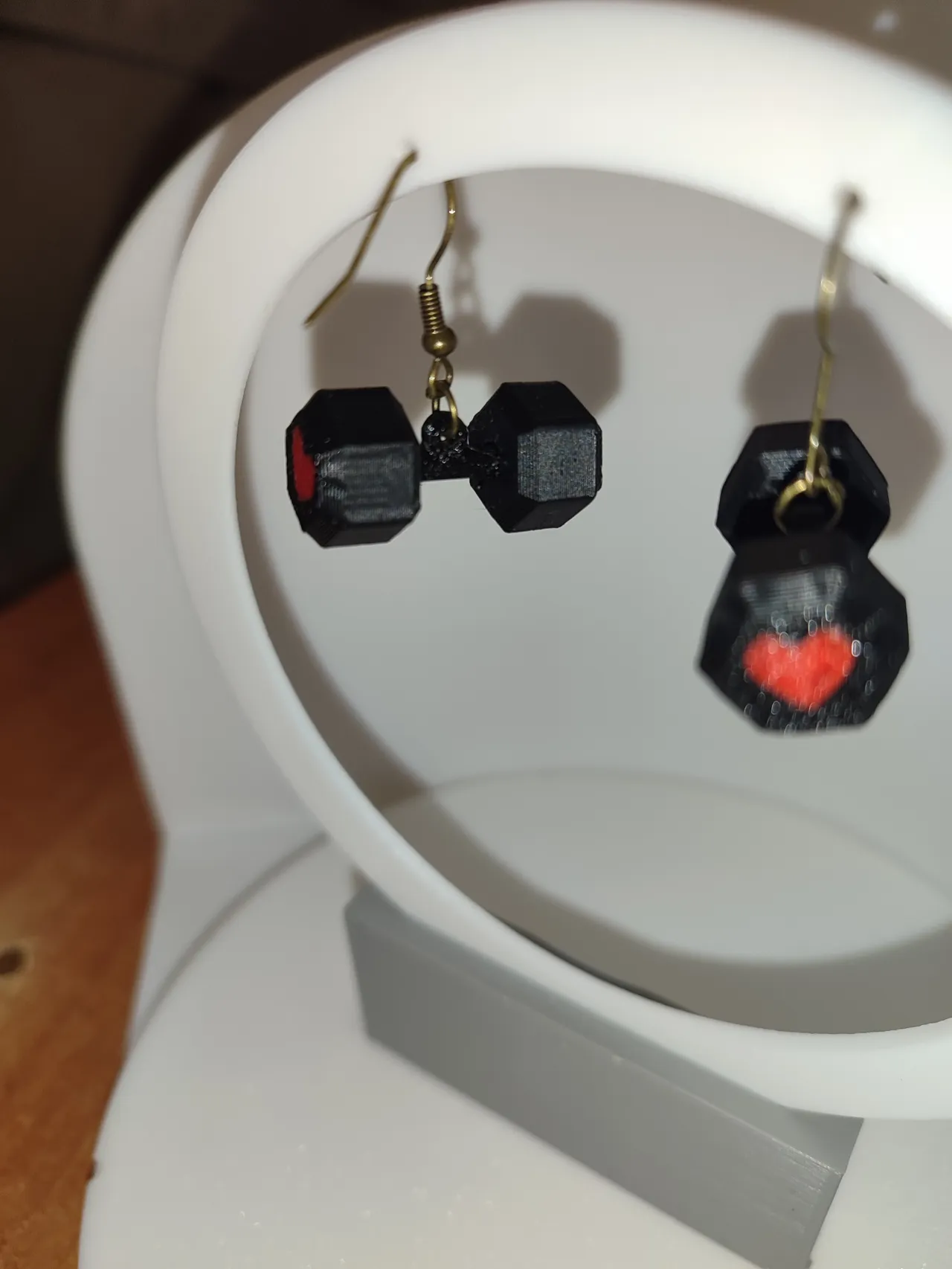 Pendientes mancuerna corazón view 2