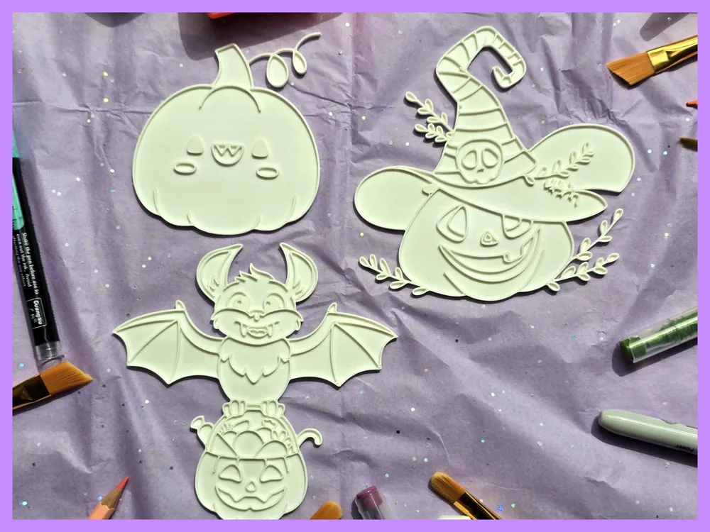 Halloween Bat Pumpkin Cute Coloring by Merilno3D MakerWorld: Download ...