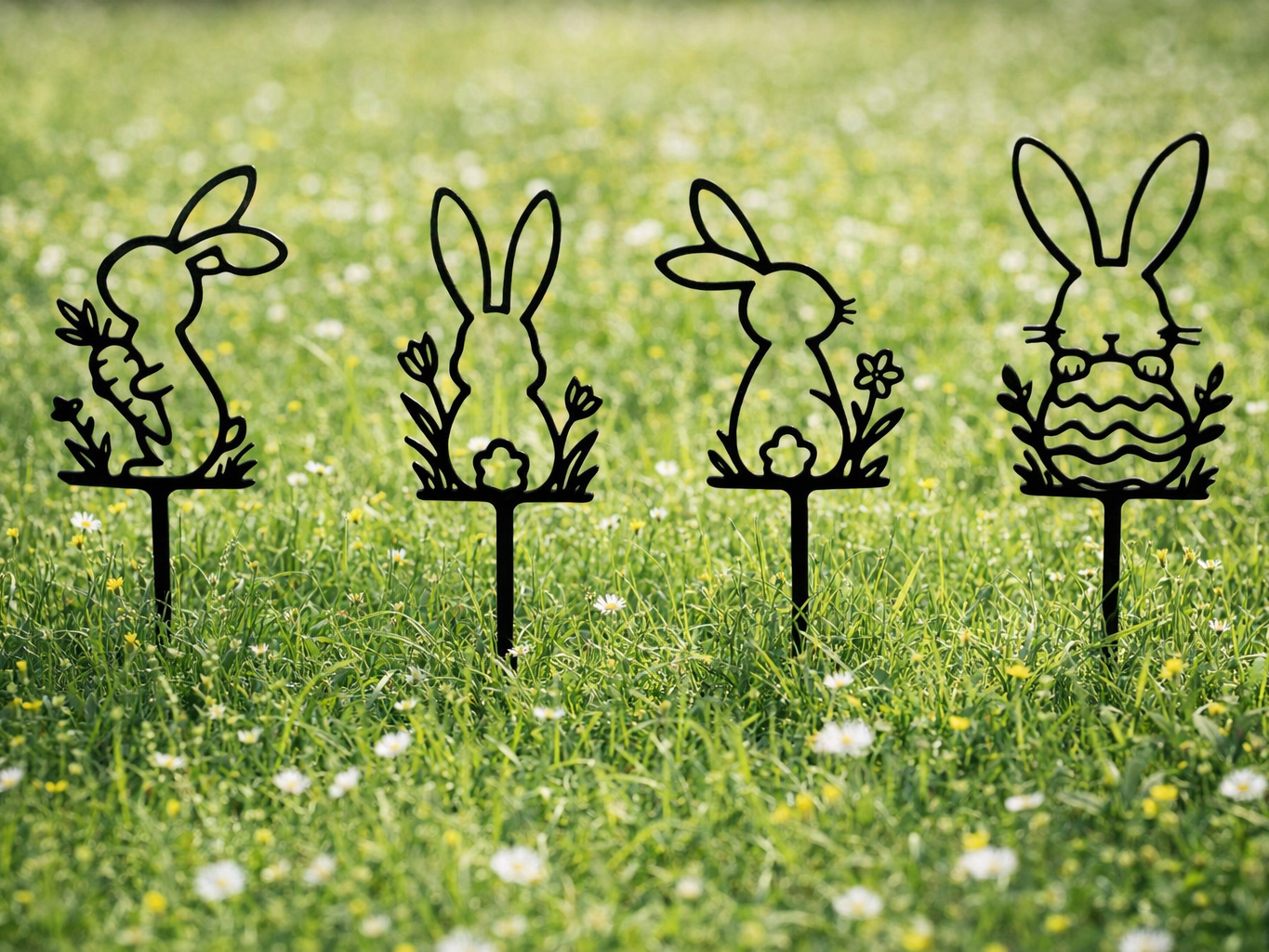 4 Osterhasen Pflanzenstecker Blumentopf & Garten