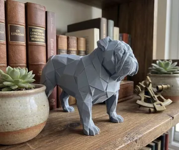 Letrero o emblema decorativo: Bulldog Inglês – Estilo Origami — vista de referencia 3