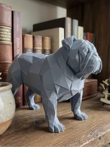 Letrero o emblema decorativo: Bulldog Inglês – Estilo Origami — vista de referencia 2