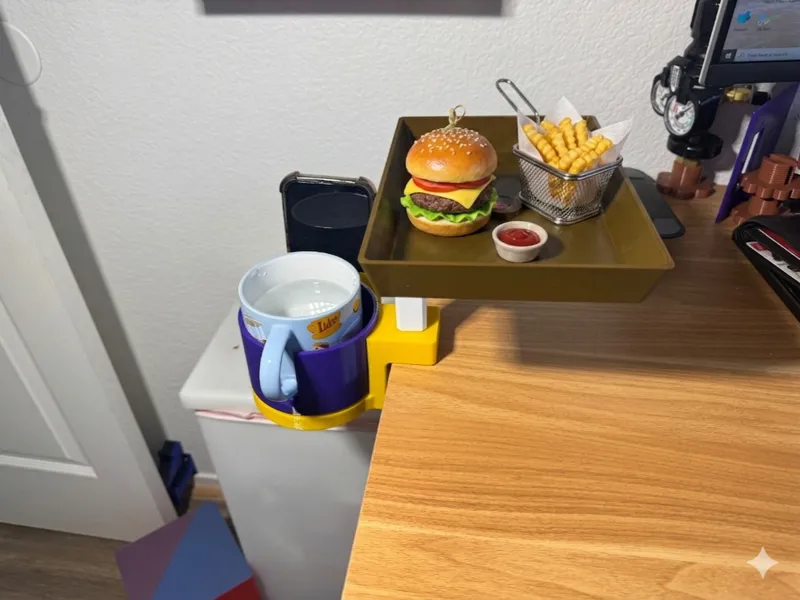 Modular cup holders food tray add-on