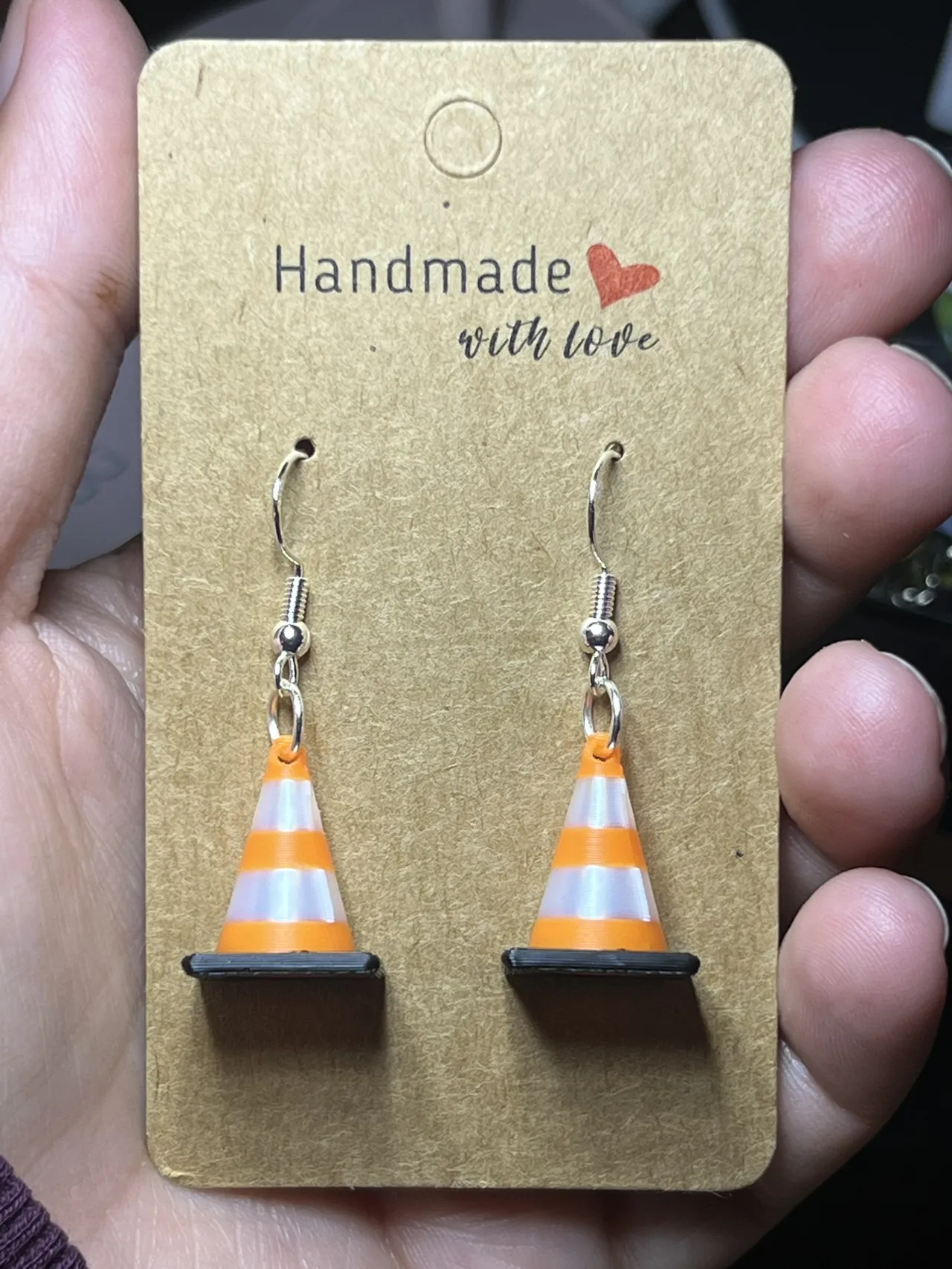 Traffic Cone Sign Earring view 2