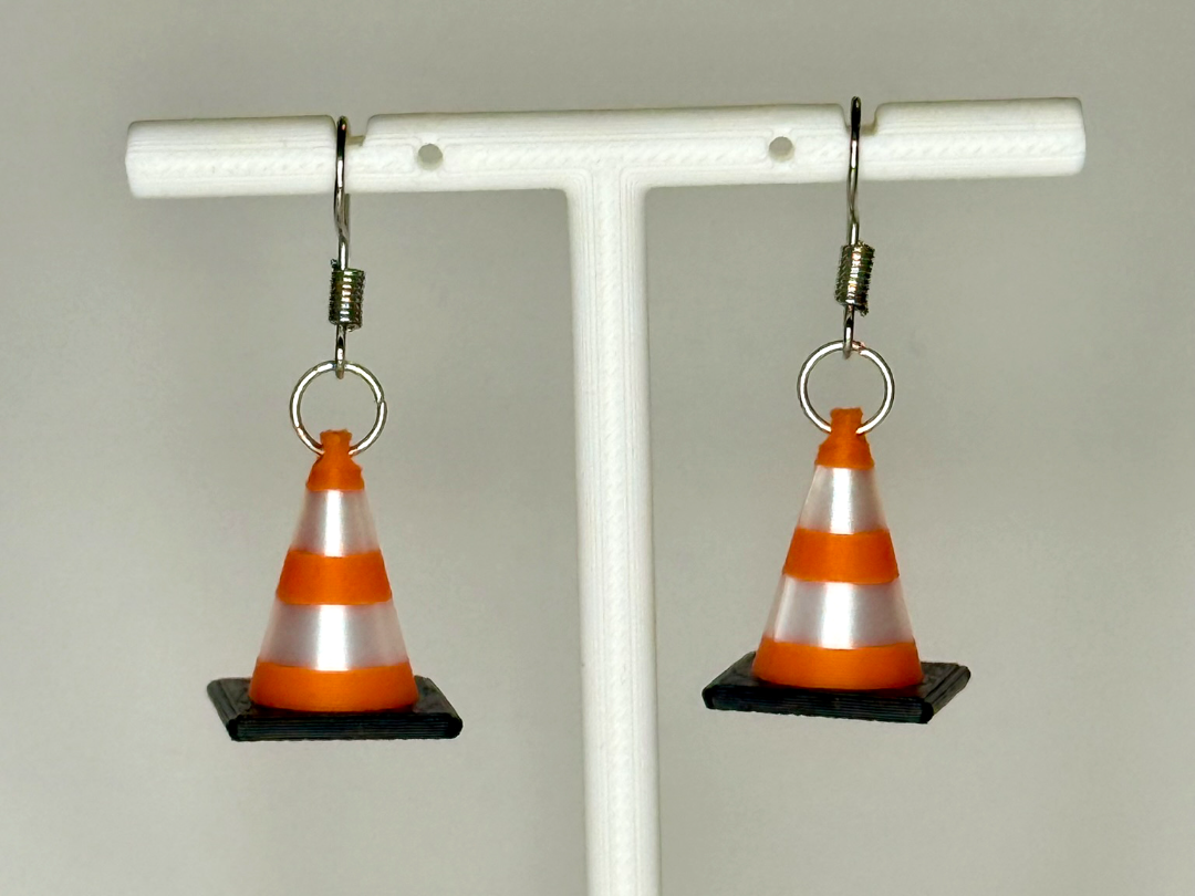 Traffic Cone Sign Earring