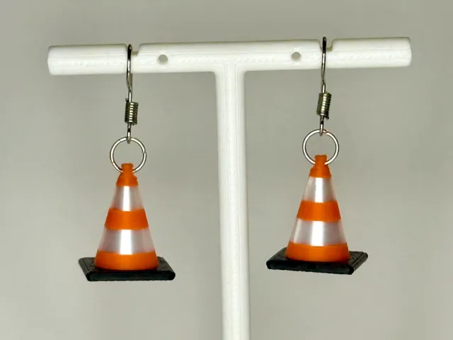Traffic Cone Sign Earring