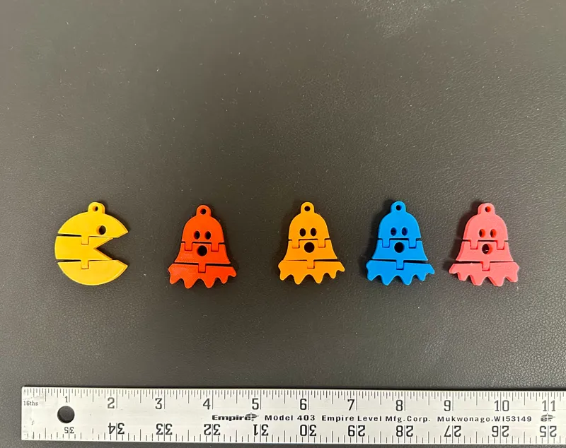 Flexi Pac Man and Ghosts Keychain