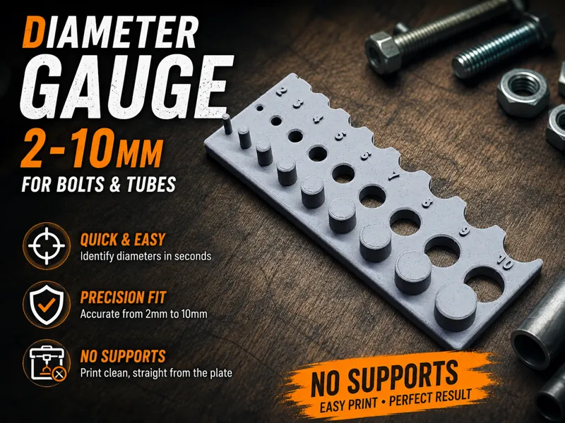 Diameter Gauge 2-10mm for Bolts & Tubes