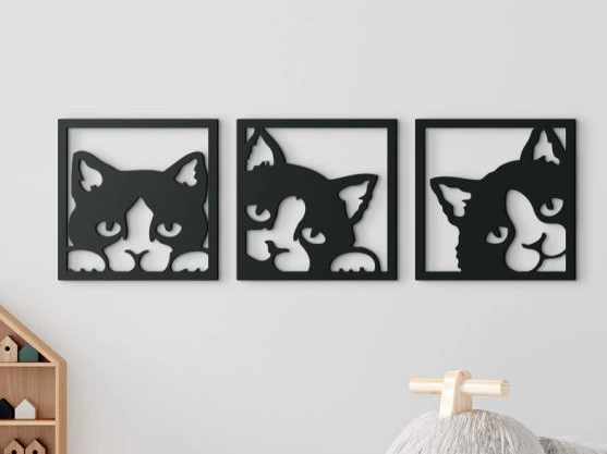 Three Playful Kittens 3-Piece Kids Wall Art