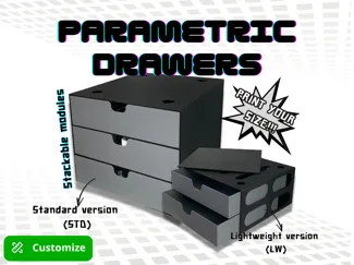 Parametric Drawers Module - Stackable and lighter!