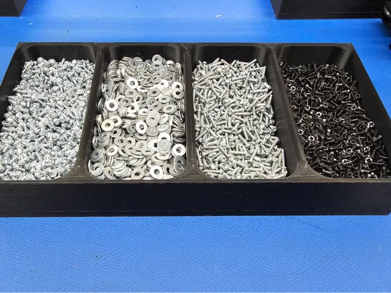 4 large slot storage for small screws and parts
