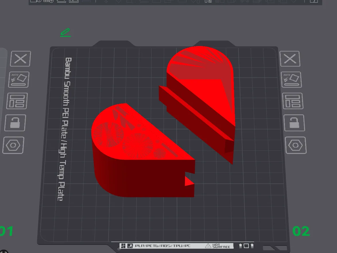 Heart Container 2d Half heart container for printer supplies - Free 3D Print Model ...