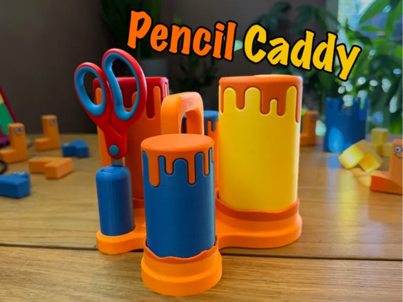 Pencil Caddy with Separate "Drip" Cups for Storage