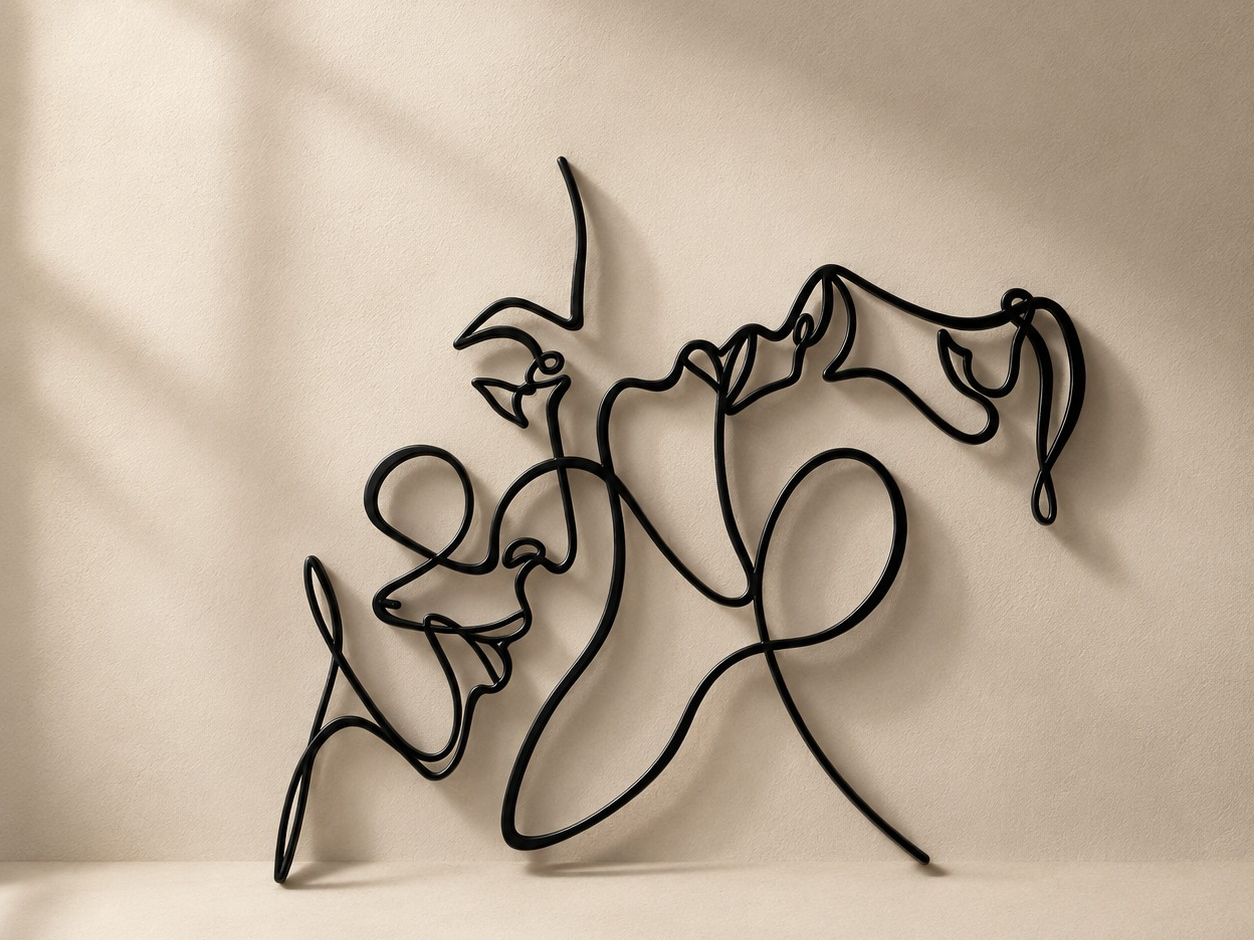 Scultura Minimalista Il Bacio – One-Line Wall Art