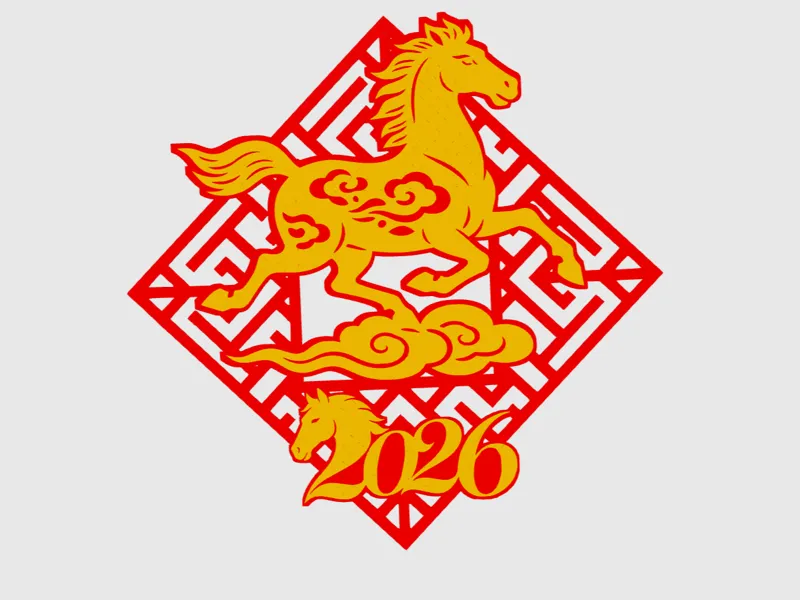 2026马年窗花剪纸装饰马踏祥云 无需ams