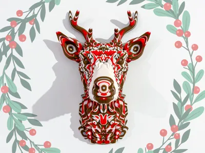 Psychedelic Reindeer - Color Stacked