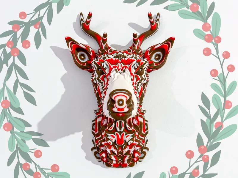 Psychedelic Reindeer - Color Stacked