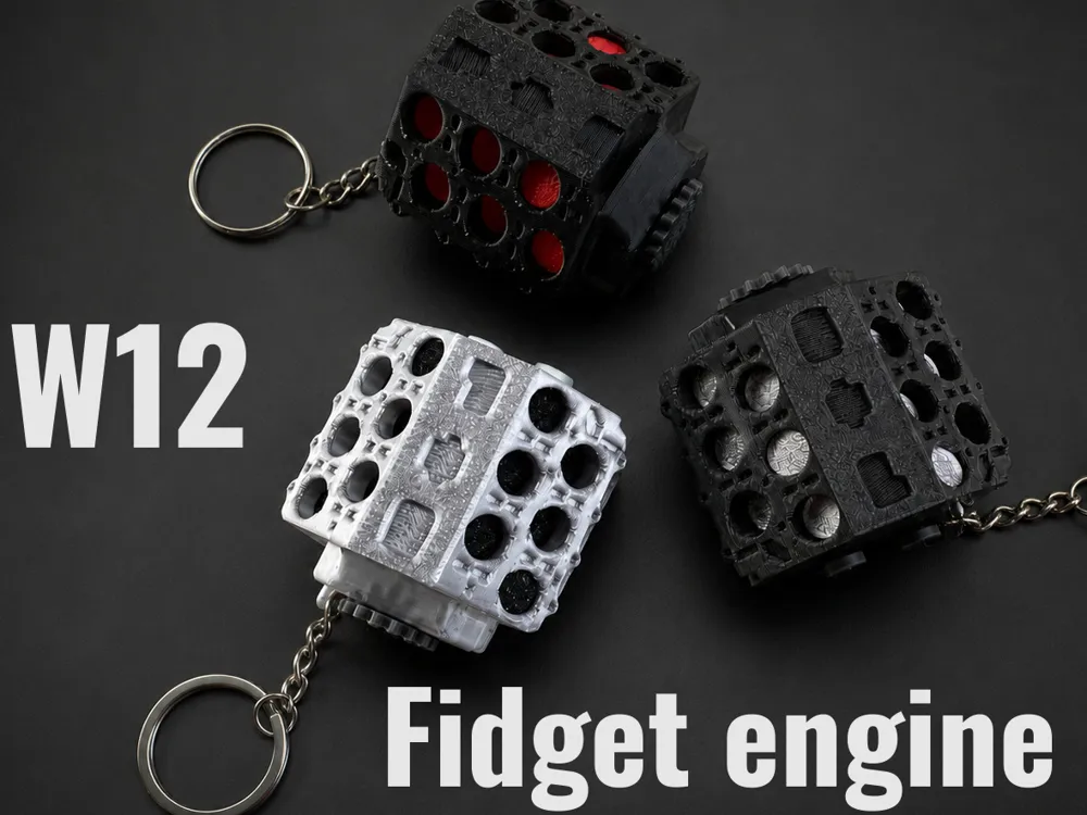 Llavero: W12 Fidget engine keychain. Referencia del modelo original.