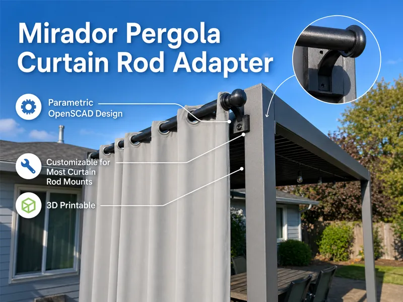 Customizable pergola curtain rod holder (Mirador)