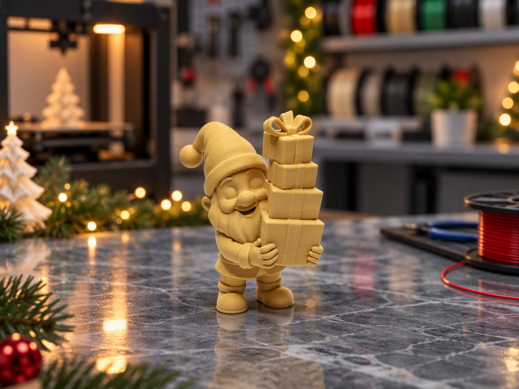Wichtel mit wackeligem Geschenketurm 3D model