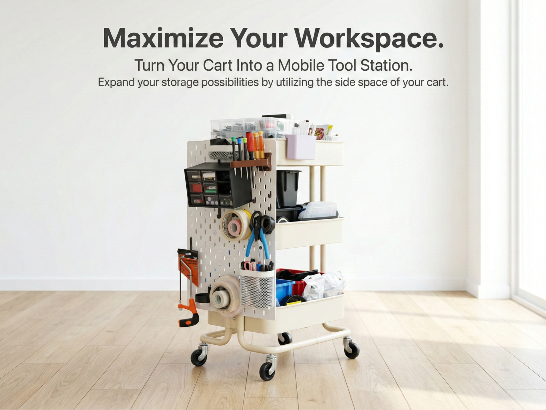 最好用IKEA RASKOG-SKADIS 小推车 外挂洞洞板适配器