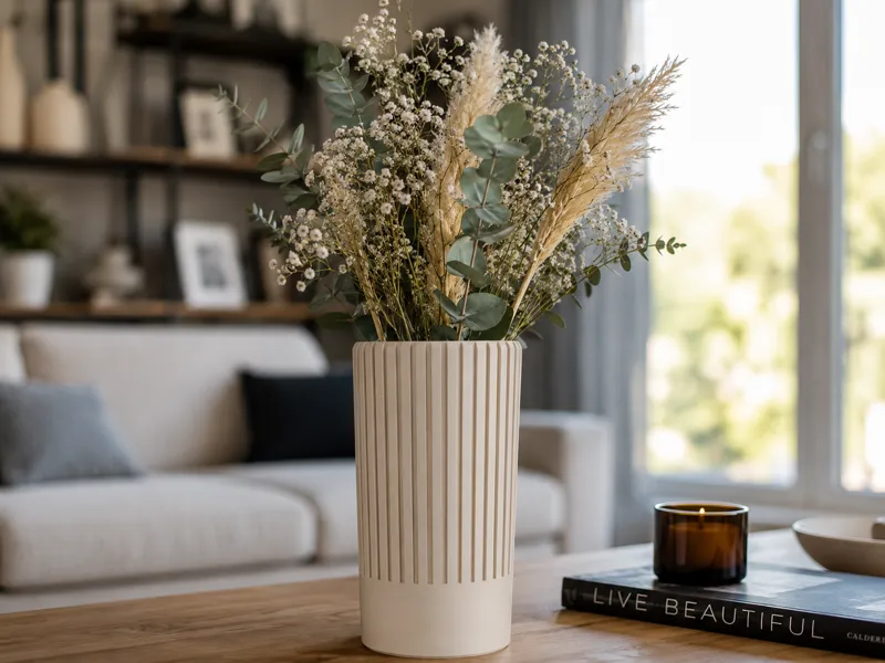 Modern Ribbed Vase – 95 × 180 mm