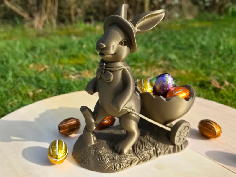 Charming Easter Bunny with Egg Cart