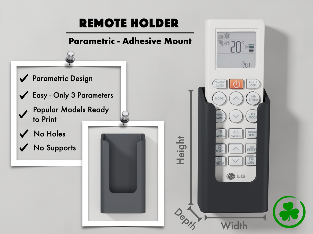 Parametric Remote Holder - Adhesive Mount
