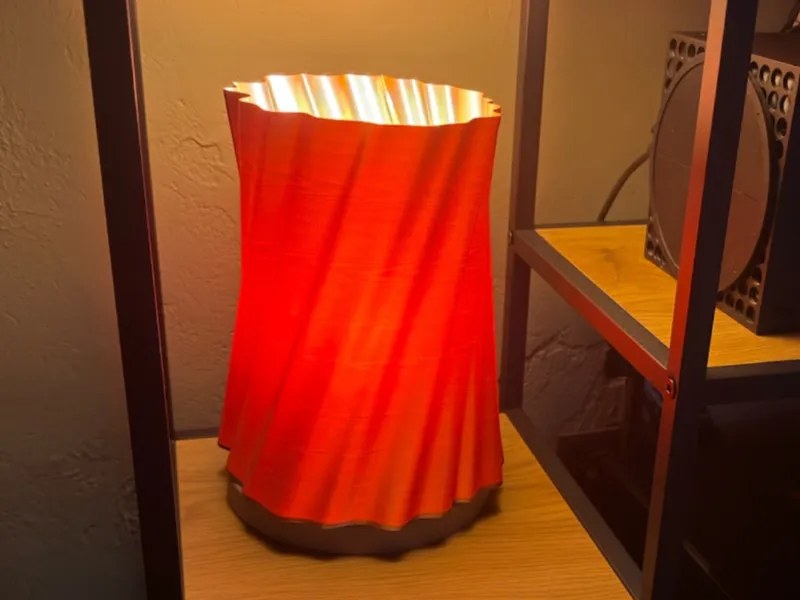 Modern copper and wood lamp