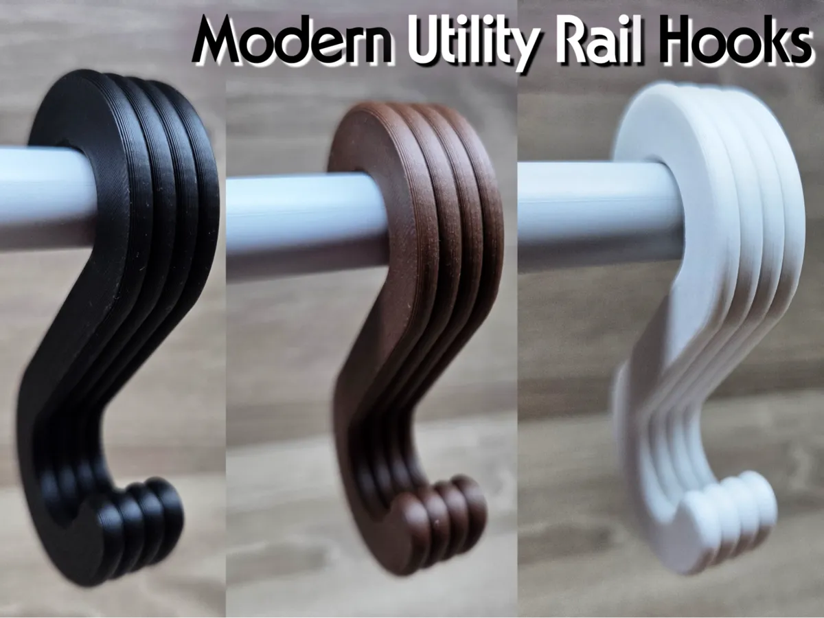 Modern Utility Rail Hooks - Free 3D Print Model - MakerWorld