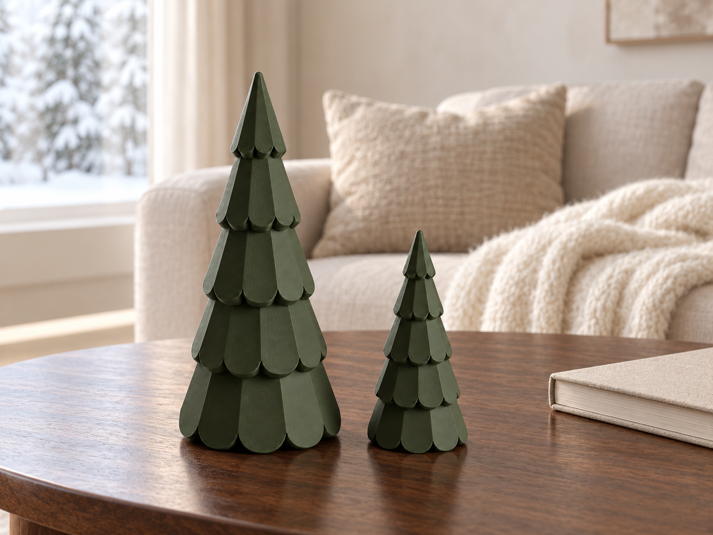 Paper-Style Christmas Tree Set Faceted & Scalloped - 1