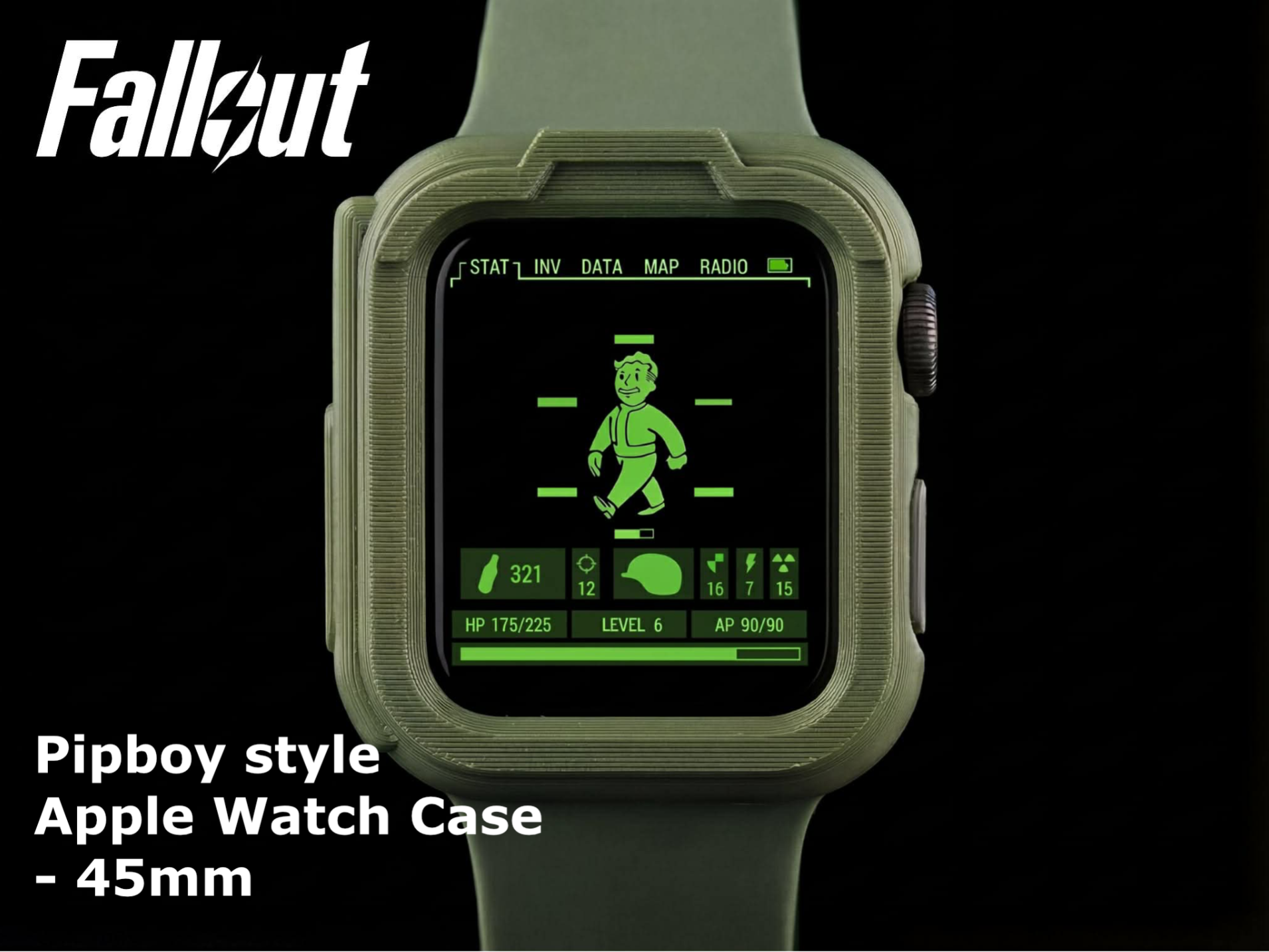 fallout pipboy style apple watch case -45mm case