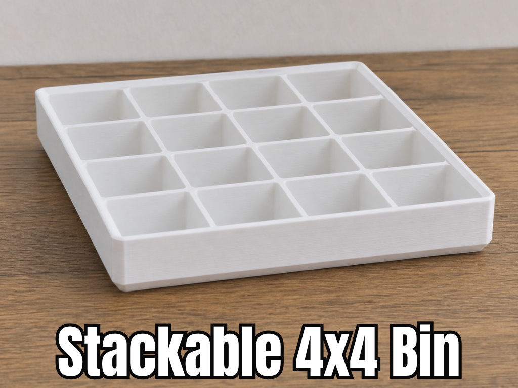 Stackable 4×4 Grid Storage Bin