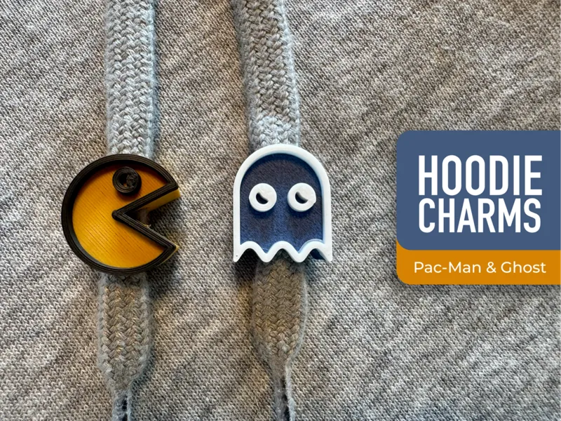 Pac-Man & Ghost hoodie charms decoration <5 gr