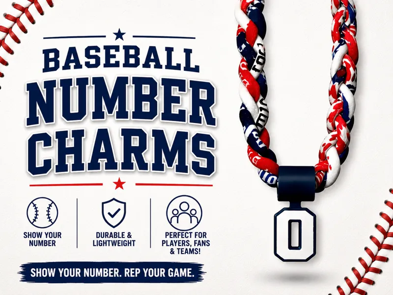 Baseball Rope Necklace Number Charms