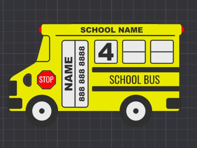 Yellow Bus Tag – Multicolour Child Safety Tag