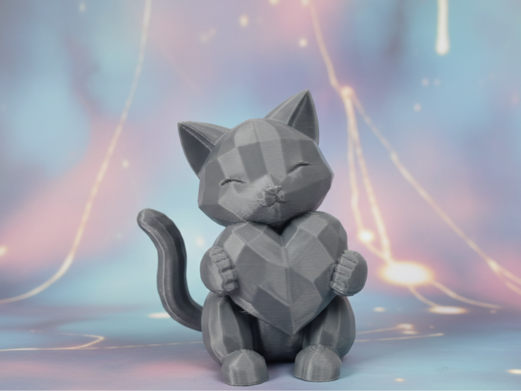Gattino low-poly con cuore