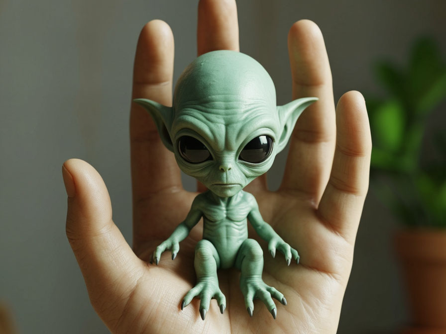 Alien in the palm hand