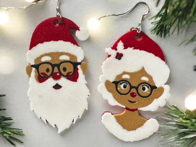 Santa & Mrs. Claus Christmas decorations /earrings