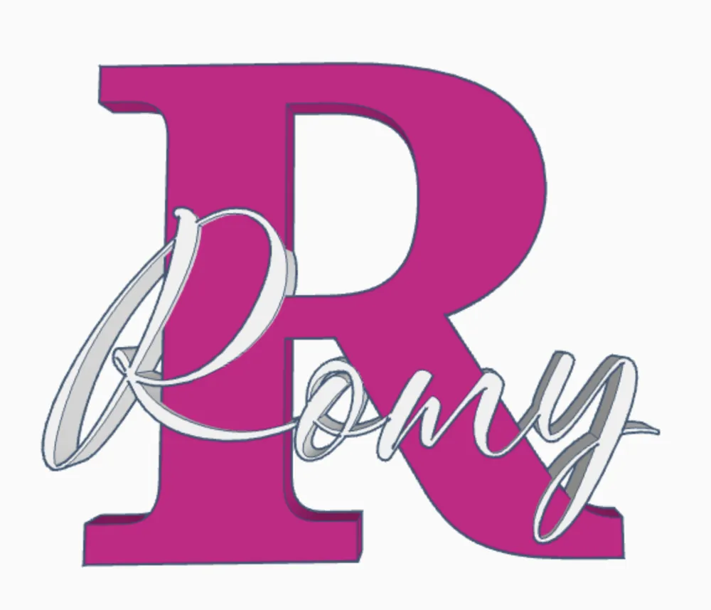Letter Romy ROMY name sign ornament nameplate initial - Free 3D Print Model ...