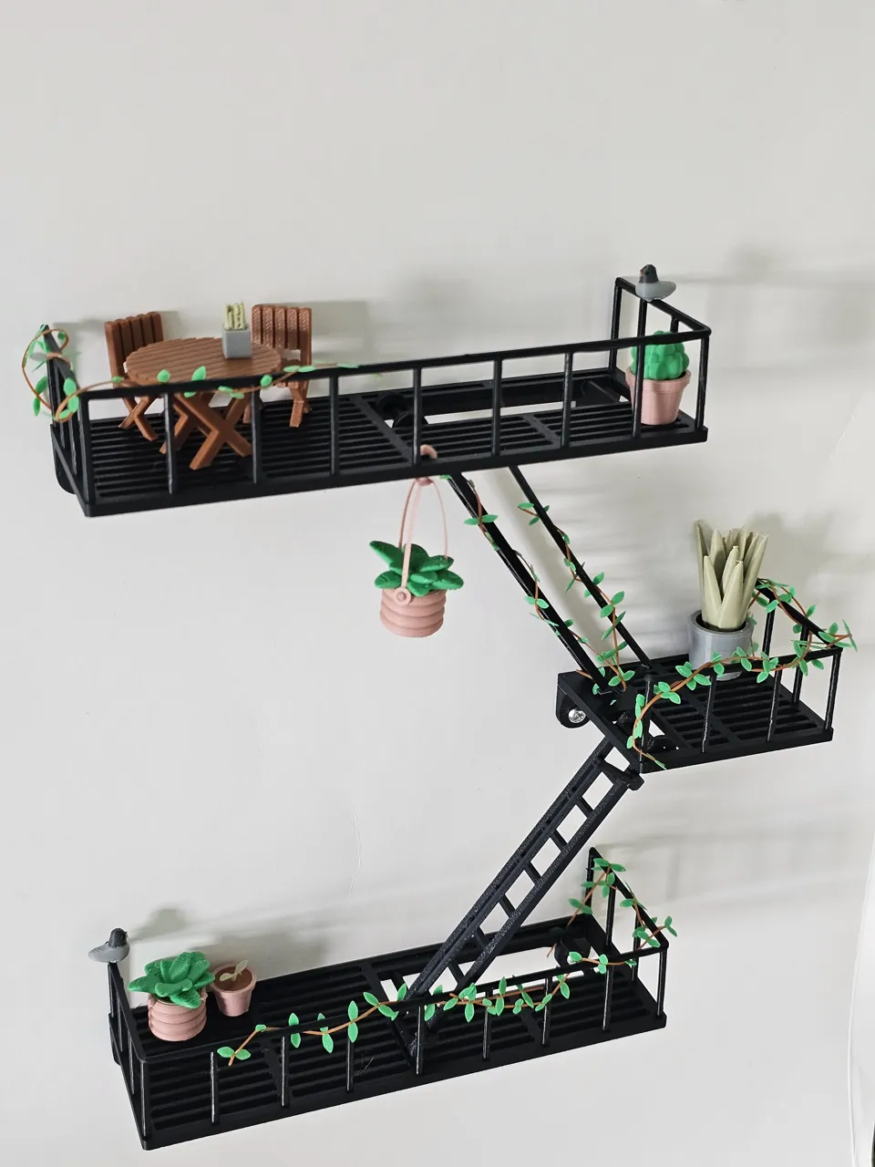 Mini Fire Escape Stairway Shelf Diorama view 2