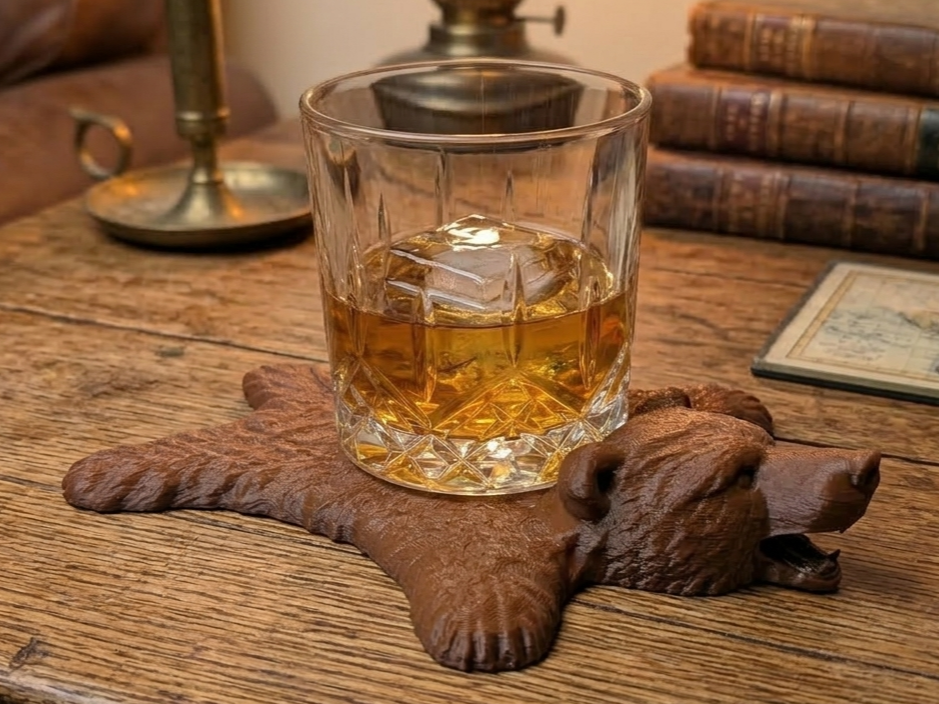 Bear skin rug coaster