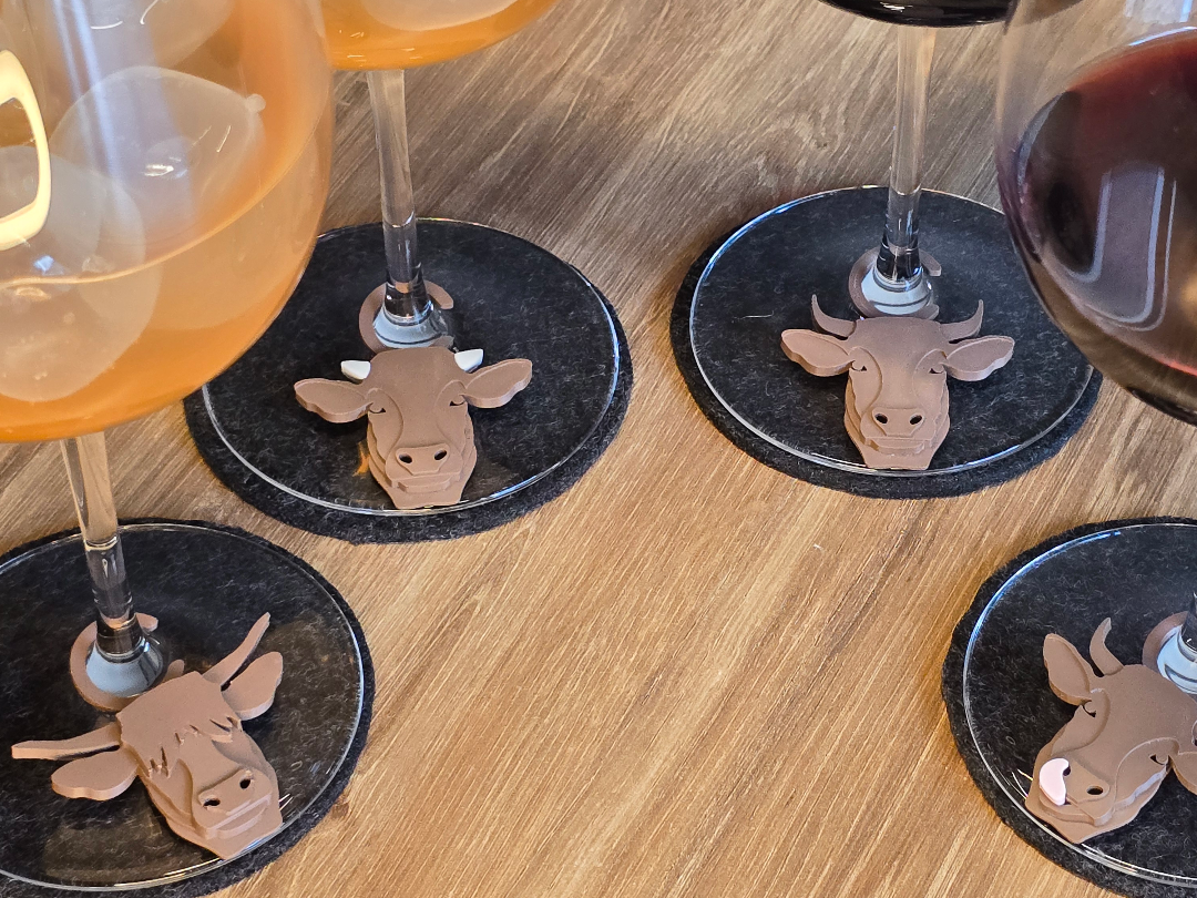 Cow wine glass tags