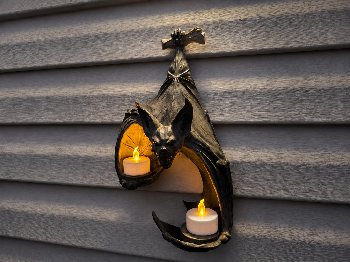 Gargoyle Bat Wall Sconce – LED Tea Light Holder - 1