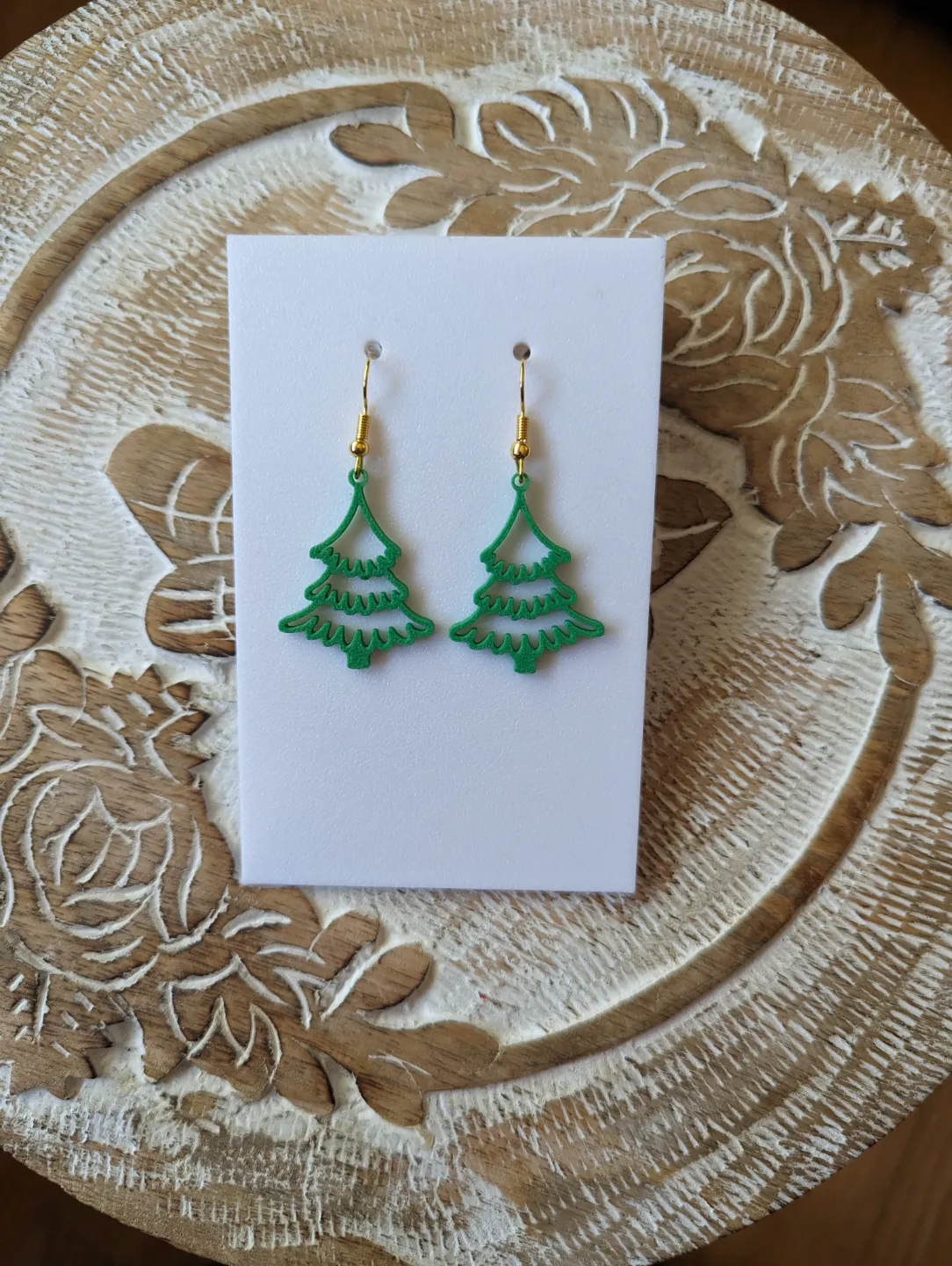 Simple Christmas Tree Earrings view 2
