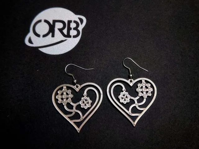 Mechanical Heart Steampunk Gear Earrings